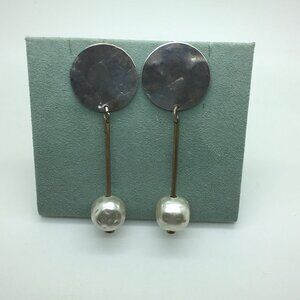 Martha Sturdy Vancouver Pierced Drop Earrings Brutalist Modernist Faux Pearls
